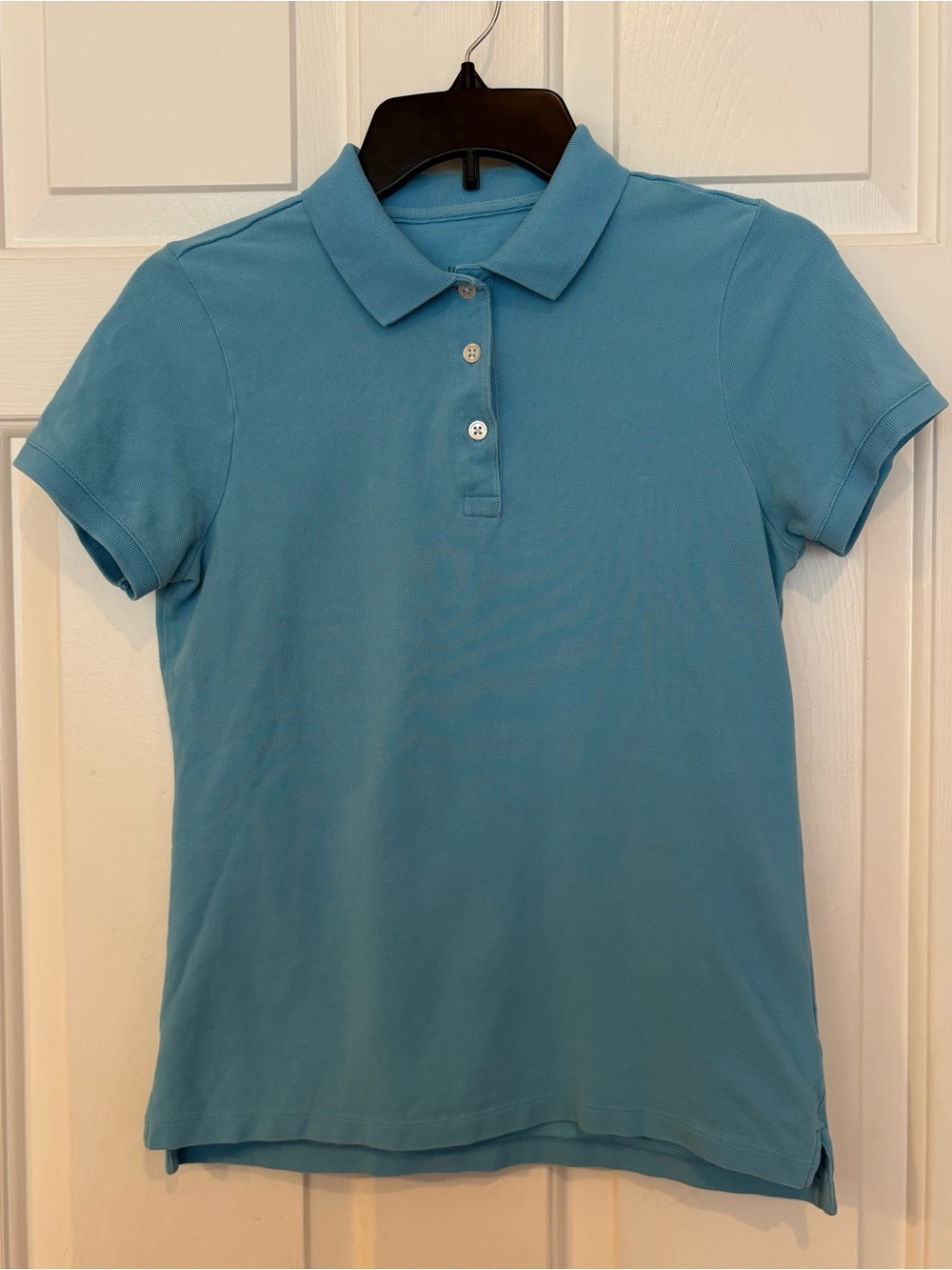 J.Crew Women’s Knit Polo Sky Blue Classic Pique Cut Short Sleeve Size S